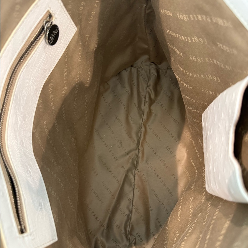 PERRIN vintage ostrich leather white tote - Picture 4 of 15